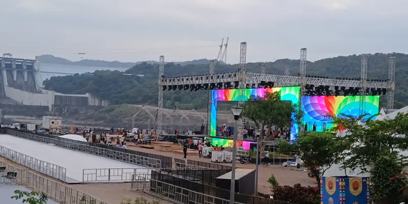 View of Dam of statue of unity